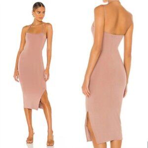 Revolve Privacy Please Assymetrical Spaghetti Strap Midi Dress Rosy Taupe Size M